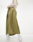 New Look satin bias midi skirt in khaki