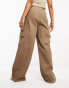 ASOS DESIGN cord pull on cargo trouser in biscuit