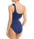 Фото #2 товара Aqua Swim 295906 One Shoulder Side Cutout One Piece Swimsuit, Blue,Size S