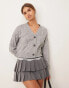 JDY cropped cable knit cardigan in grey