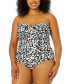 Фото #1 товара Plus Size Crossover Bandeau Ruched One Piece