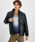 Фото #1 товара Men's Quilted Full-Zip Faux-Leather Jacket