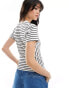 Pieces ribbed multi way stripe short sleeve t-shirt in mono