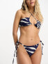 Фото #4 товара 4th & Reckless neena tie side bikini bottom in navy zebra print