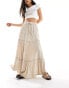 Фото #1 товара Vila tiered boho maxi skirt in stone