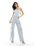 Фото #7 товара Simmi bandeau wide leg denim jumpsuit in blue