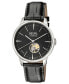 ფოტო #1 პროდუქტის Men's Mulberry Swiss Automatic Black Leather Watch 42mm