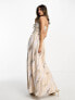 Фото #3 товара ASOS DESIGN bandeau ruched bodice maxi dress with seam detail in marble print