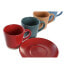 Set of Mugs with Saucers DKD Home Decor Yellow Blue Red Green Stoneware 180 ml 14 x 14 x 2 cm