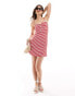 Wednesday's Girl textured stripe mini cami dress in red and white