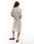 Monki linen blend midi shirt dress with button front in beige