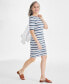 Women's Printed Boat-Neck Elbow Sleeve Dress, Created for Macy's