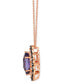 ფოტო #2 პროდუქტის Grape Amethyst (1-5/8 ct. t.w.) & Diamond (1/3 ct. t.w.) Marquise Halo Adjustable 20" Pendant Necklace in 14k Rose Gold