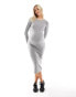 Фото #4 товара Cotton On Maternity knitted long sleeve midi dress in dark grey