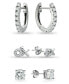 ფოტო #1 პროდუქტის 3-Pc. Set Cubic Zirconia Hoop & Stud Earrings in Sterling Silver, Created for Macy's