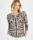 Фото #1 товара Women's Printed Scoop Neck 3/4-Sleeve Top