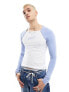 Фото #3 товара COLLUSION x TAMMY unisex raglan long sleeve top in white