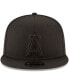 Фото #4 товара Men's Black Los Angeles Angels Black on Black 9FIFTY Team Snapback Adjustable Hat