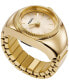 Фото #1 товара Часы и аксессуары Fossil Женские часы-кольцо с двумя стрелками из нержавеющей стали с покрытием золотого цвета, браслет 15 мм