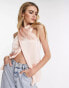 Фото #1 товара ASOS DESIGN wrap front sleeveless blouse with pleat shoulder detail in peach