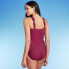 Фото #3 товара Women's UPF 50 Asymmetrical Shoulder One Piece Swimsuit - Aqua Green Burgundy XL