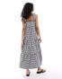 Фото #4 товара Miss Selfridge tiered gingham maxi dress with tie shoulders