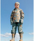 ფოტო #2 პროდუქტის Boy Two Piece Hooded Coat And Pant Mid-Season Set Beige Printed Camo Dinos Forest Green - Child