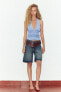 DENIM TRF LOW-RISE BERMUDA SHORTS WITH TAB