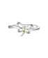 Фото #2 товара Sterling Silver White Gold Plated with Peridot Tourmaline Gemstone Butterfly Ring for Kids/Teens