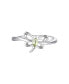 Sterling Silver White Gold Plated with Peridot Tourmaline Gemstone Butterfly Ring for Kids/Teens - фото #2