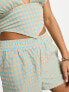 Фото #5 товара ONLY seersucker boxer shorts co-ord in blue gingham