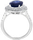ფოტო #3 პროდუქტის EFFY® Sapphire (4-1/4 ct. t.w.) & Diamond (5/8 ct. t.w.) Double Halo Ring in 14k White Gold