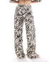 ASOS DESIGN low rise textured co-ord trousers in linen look in zebra print