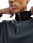 Фото #4 товара ASOS DESIGN oversized scuba half zip funnel neck sweatshirt in charcoal