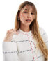 Фото #3 товара ASOS DESIGN crew neck cardigan with tipping detail co-ord in cream