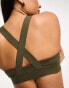 Puma Training Evolve medium support sports bra in khaki