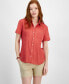 ფოტო #1 პროდუქტის Women's Cotton Solid Short-Sleeve Shirt