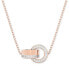 Women's Hollow Rose Gold Tone Plated Intertwined Circles Small Pendant Necklace