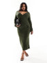 Pretty Lavish Curve cross over knit maxi dress in olive