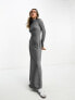 Фото #5 товара ASOS DESIGN high neck long sleeve maxi dress in silver