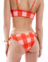 Фото #4 товара ASOS DESIGN Picnic tie side bikini bottom in gingham