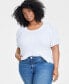 Фото #1 товара Trendy Plus Size Eyelet Elbow-Sleeve T-Shirt, Created for Macy's