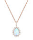 ფოტო #1 პროდუქტის Lab-Grown Opal (1 ct. t.w.) & Lab-Grown White Sapphire (1/2 ct. t.w.) 18" Pendant Necklace in 14k Rose Gold-Plated Sterling Silver (Also in Lab-Grown Ruby & Lab-Grown Blue Sapphire)