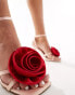 Glamorous corsage barely there heeled sandals in pink and red satin