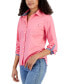 ფოტო #2 პროდუქტის Women's Cotton Roll-Tab Button-Up Shirt