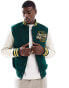 Superdry Varsity wool bomber jacket in pine green