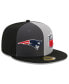 ფოტო #4 პროდუქტის Men's Gray, Black New England Patriots 2023 Sideline 59FIFTY Fitted Hat