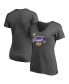 Фото #2 товара Women's Heather Charcoal Los Angeles Lakers 2020 Western Conference Champions Locker Room Plus Size V-Neck T-Shirt