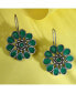 Фото #2 товара Women's Green Oxidized Flora Drop Earrings