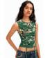 ფოტო #4 პროდუქტის Women's Ruched floral T-shirt